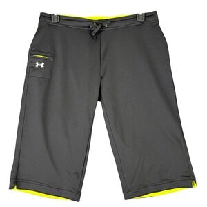 Under Armour Mens HeatGear Semi Fitted Training Capri Pants Black Green‎ Size LG